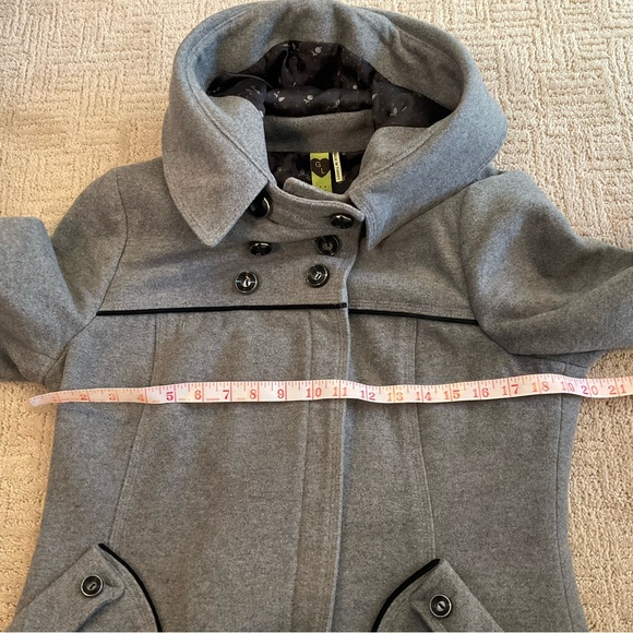 🩶💚 Soia & Kyo Wool Blend Coat Double Breasted Hooded Tagged L Fits S/M Luxury - Picture 6 of 9